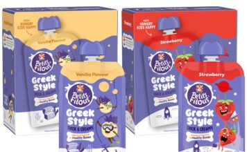 Petits Filous introduces Greek Yoghurt Pouches Pack shots of Petits Filous Greek Yoghurt Pouches range including single and multipacks of Vanilla and Strawberry variants.