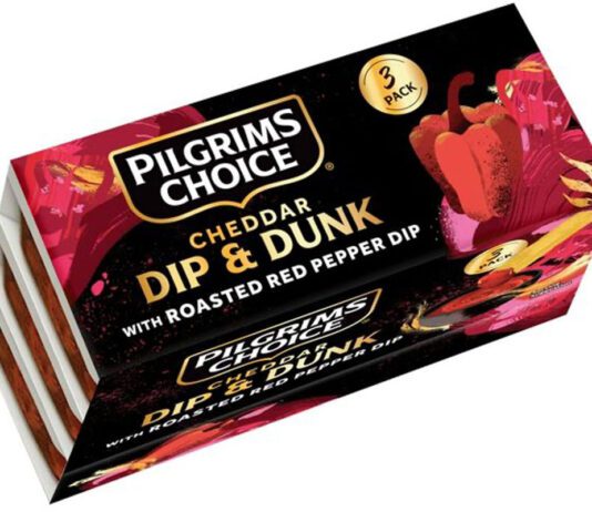 Pilgrims Choice unveils Dip & Dunk snacks range Pack shot of Pilgrims Choice Dip & Dunk with Roasted Red Pepper.