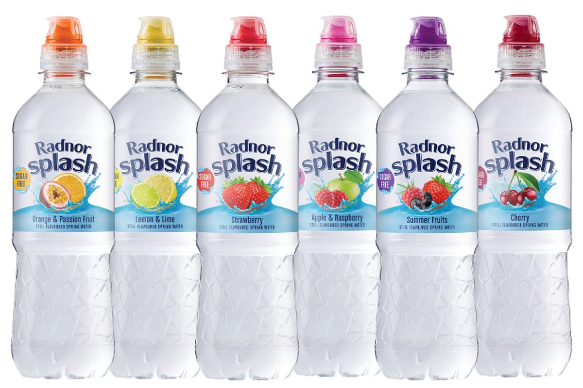 Pack shots of Radnor Splash new designed bottles for 2026.