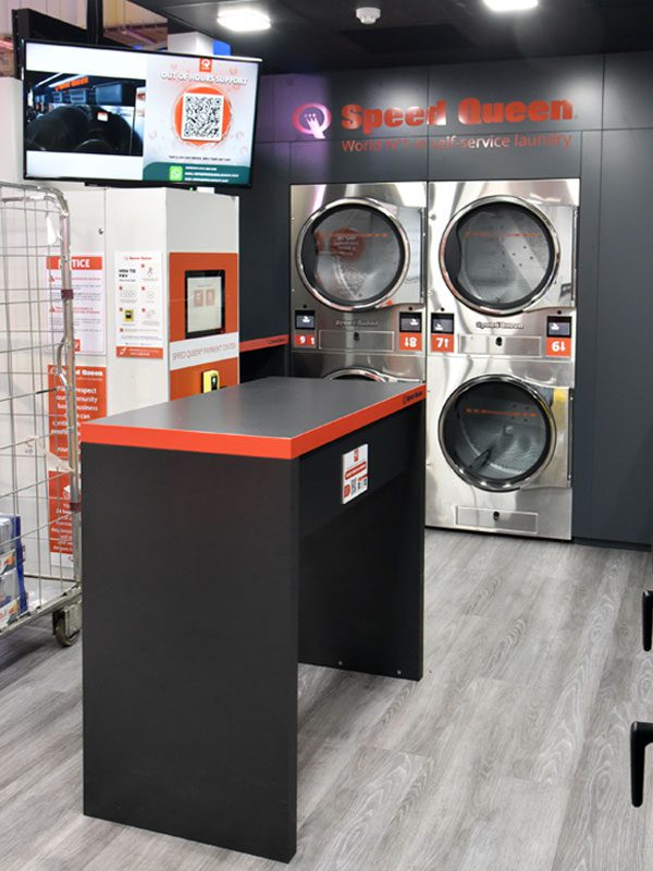 Speed Queen laundromat service in Premier RaceTrack Pitstop Wishaw.