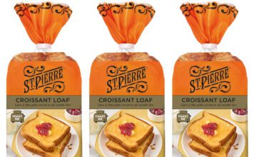 St Pierre launches new Croissant Loaf packs Pack shots of St Pierre Croissant Loaf.