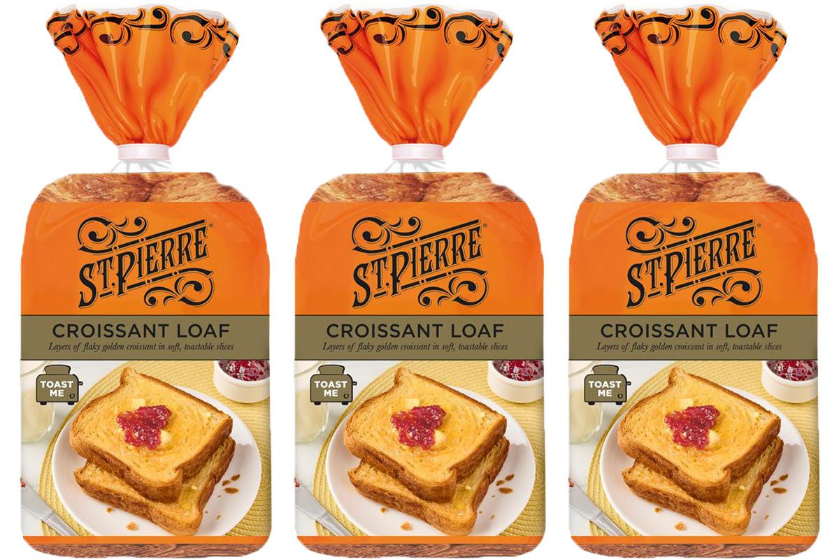 Pack shots of St Pierre Croissant Loaf.