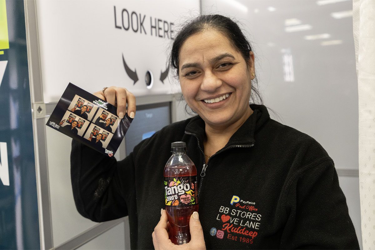 Woman with new Tango drink