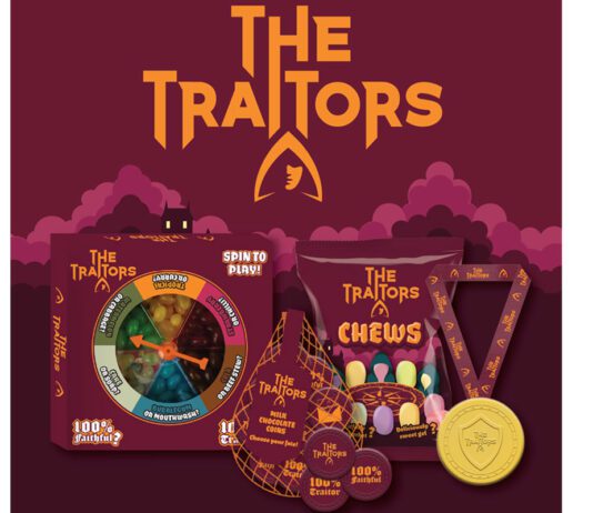 The Traitors confectionery range unveiled Images of The Traitors sweets range with the logo at the top of the image.