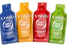 Bring a spirited party with new VOGO pouches Pack shots of Vogo party pouches in Raspberry Blast, Tropical Deluxe, Strawberry Splash and Citrus Zing.