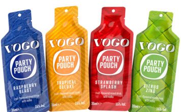 Bring a spirited party with new VOGO pouches Pack shots of Vogo party pouches in Raspberry Blast, Tropical Deluxe, Strawberry Splash and Citrus Zing.