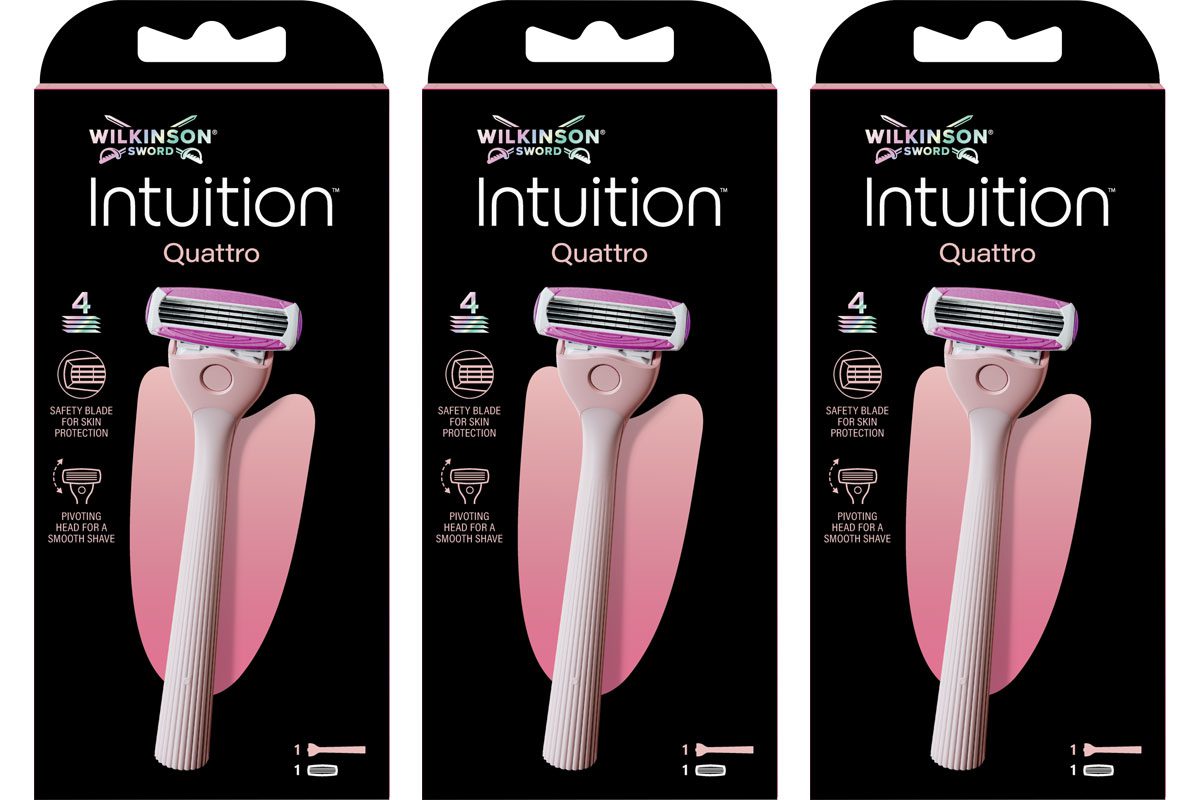 Pack shots of Wilkinson Sword Intuition Quattro.