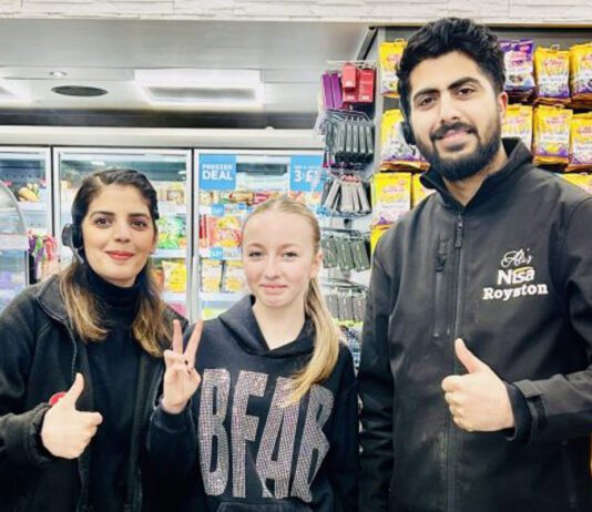 Ali’s Nisa supports global dreams for young dancer Staff members from Ali's Nisa in Royston stand with Mirren King.