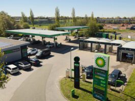 Forecourts see benefit of fully managed model, says Air-serv Aerial image of a bp Asda on the More forecourt station with car wash and tyre services.