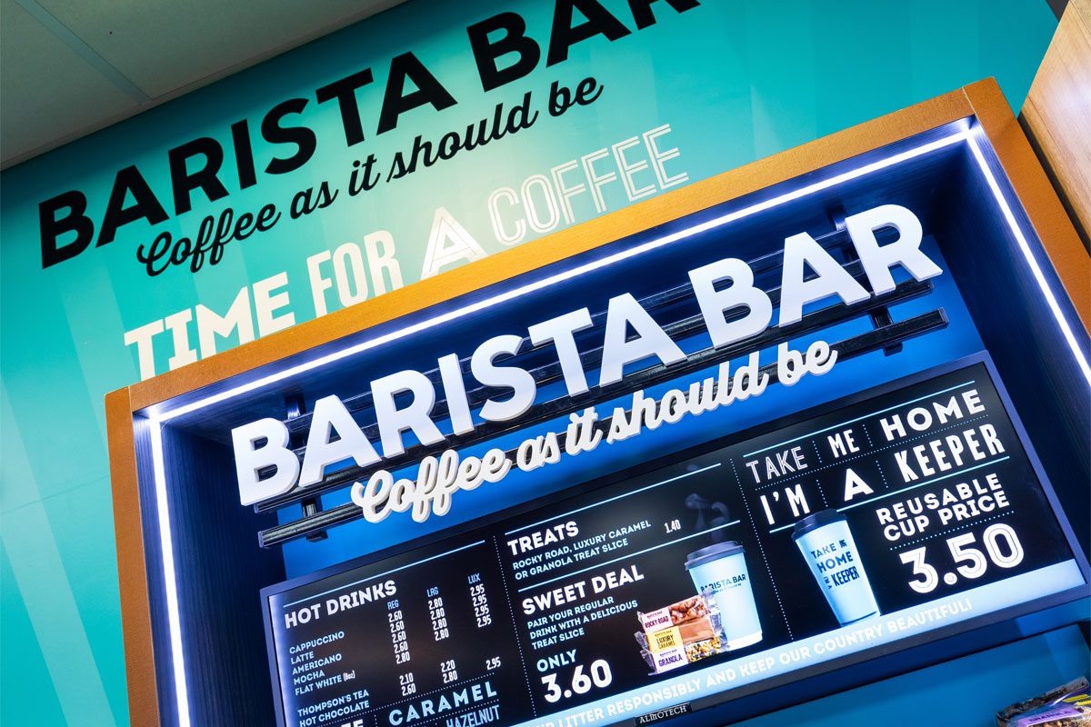 A Barista Bar set up inside a Spar Scotland store.