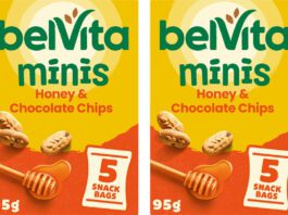 Belvita introduces new Minis bite-size biscuits Pack shots of Belvita Minis Honey & Chocolate Chip.