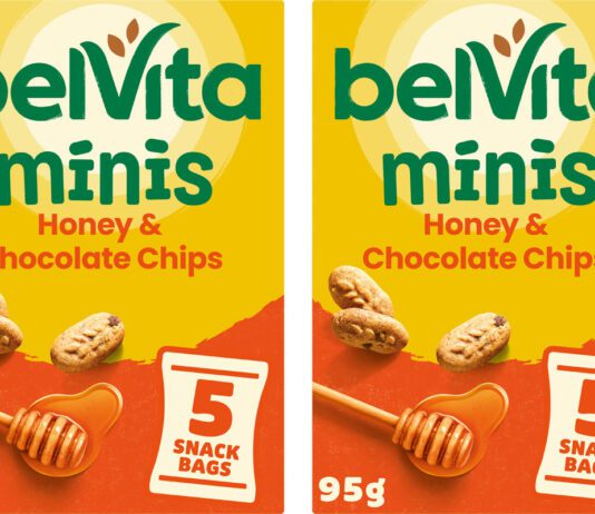 Belvita introduces new Minis bite-size biscuits Pack shots of Belvita Minis Honey & Chocolate Chip.