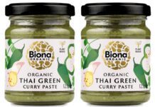 Biona launches Thai Green Curry Paste Pack shots of Biona Organic Thai Green Curry Paste.