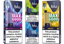 Imperial Brands launches new Blu Max 6000 vape kit range Pack shots of Blu Max 6000 range including Bluberry Sour Razz kit, Lemon & Lime pod + refill kit, Blueberry Ice pod+ refill kit and Blu Max 6000 Pineapple vape kit.