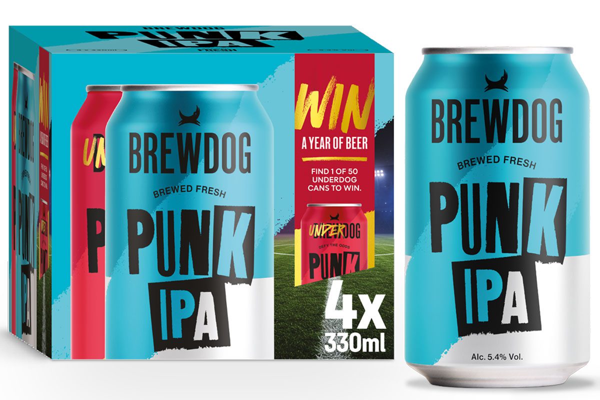 Pack shot of the BrewDog Punk IPA summer 2026 campaign offering consumers the chance to win a year of beer.