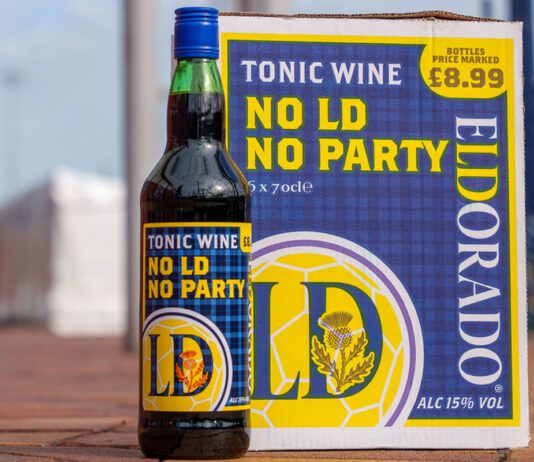 Eldorado Tonic Wine is World Cup ready with new packs A bottle of Eldorado Tonic Wine with the 'No LD, No Party' limited edition design stands next to a crate with the same design on it.