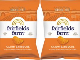 Fairfields Farm introduces new Cajun Barbecue flavour Pack shots of Fairfields Farm Cajun Barbecue crisps.