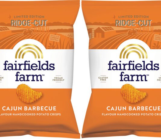 Fairfields Farm introduces new Cajun Barbecue flavour Pack shots of Fairfields Farm Cajun Barbecue crisps.