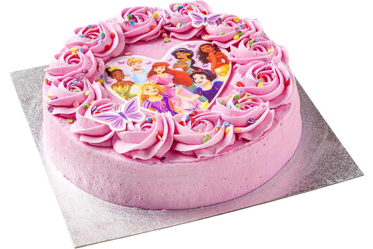 Pack shot of Disney Princess Cake from Finsbury Food Group.