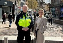 Go Forth Stirling proposes Shopwatch scheme to cut retail crime Richard McLennan, Safebase chair, and Danielle McRorie-Smith, project director at Go Forth Stirling, stand together in the middle of the Stirling high street.