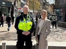 Go Forth Stirling proposes Shopwatch scheme to cut retail crime Richard McLennan, Safebase chair, and Danielle McRorie-Smith, project director at Go Forth Stirling, stand together in the middle of the Stirling high street.