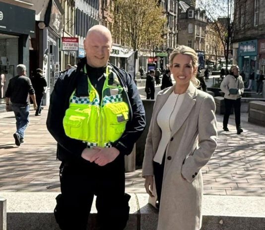 Go Forth Stirling proposes Shopwatch scheme to cut retail crime Richard McLennan, Safebase chair, and Danielle McRorie-Smith, project director at Go Forth Stirling, stand together in the middle of the Stirling high street.