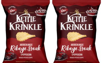 Kettle Chips bolsters Krinkle range with Steak & Peppercorn flavour Pack shots of Kettle Krinkle Aberdeen Angus Ribeye Steak & Peppercorn.