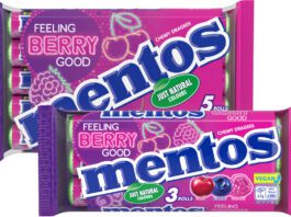 Mentos rolls out multipacks for Feeling Berry Good Pack shots of Mentos Feeling Berry Good three-pack and five-pack.