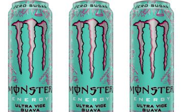 CCEP brings Miami to the shelves with Monster Ultra Vice Guava Pack shots of Monster Ultra Vice Guava cans.