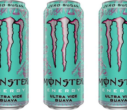 CCEP brings Miami to the shelves with Monster Ultra Vice Guava Pack shots of Monster Ultra Vice Guava cans.