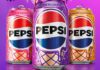 Pepsi unveils new trio of Ice Cream inspired flavours Cans of Pepsi Ice Cream including Cherry & Vanilla, Raspberry Ripple and Salted Caramel stand against a purple background.