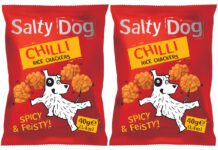 Salty Dog brings a fiery punch to Rice Crackers range Pack shots of Salty Dog Chilli Rice Crackers packs.
