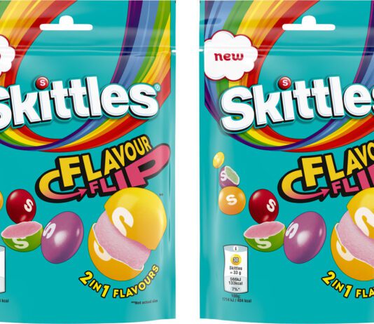 Skittles launches new Flavour Flip sweets Pack shots of Skittles Flavour Flip.