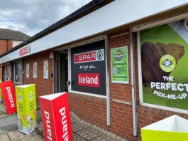 Spar UK and Iceland agrees exclusive partnership Exterior of a Spar convenience store with Iceland branding.