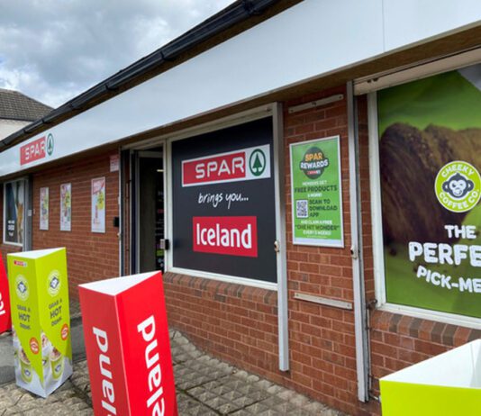 Spar UK and Iceland agrees exclusive partnership Exterior of a Spar convenience store with Iceland branding.