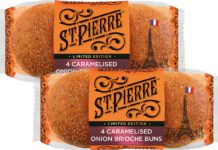 St Pierre expands with Caramelised Onion Brioche Buns Pack shots of St Pierre Caramelised Onion Brioche Buns.
