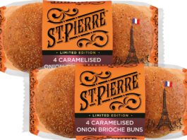 St Pierre expands with Caramelised Onion Brioche Buns Pack shots of St Pierre Caramelised Onion Brioche Buns.