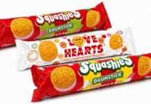 Iconic Swizzels sweets made into biscuits The new Swizzels biscuit range based on Squashies and Love Hearts that have been created by specialist manufacturer Baleigh.