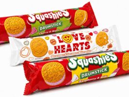 Iconic Swizzels sweets made into biscuits The new Swizzels biscuit range based on Squashies and Love Hearts that have been created by specialist manufacturer Baleigh.