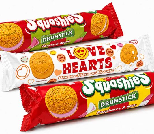 Iconic Swizzels sweets made into biscuits The new Swizzels biscuit range based on Squashies and Love Hearts that have been created by specialist manufacturer Baleigh.