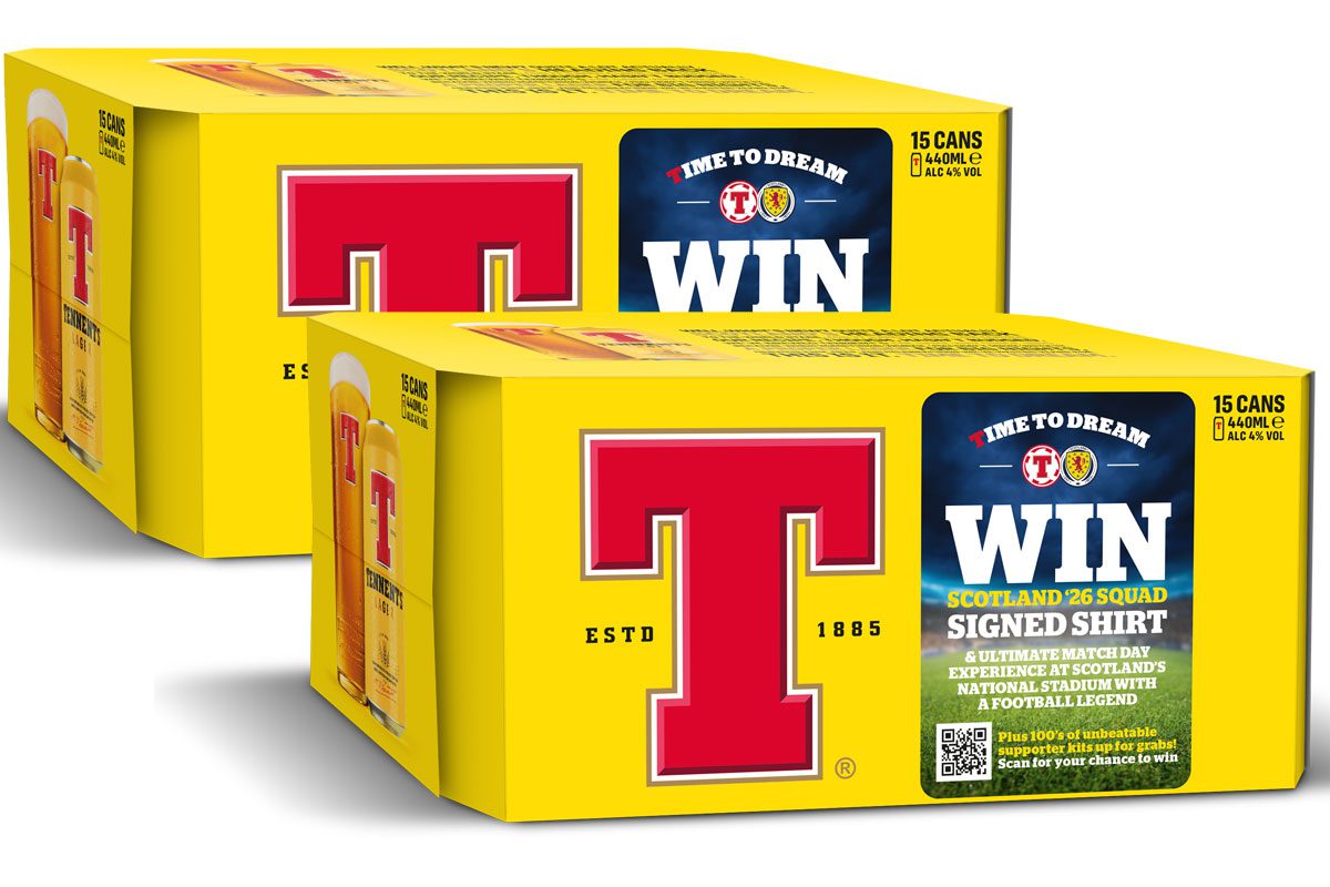 Pack shots of the Tennent's 15-pack with the Fifa World Cup 2026 on-pack promotion.