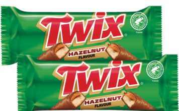Mars Wrigley rolls out new Twix Hazelnut flavour Pack shots of Twix Hazelnut bars.