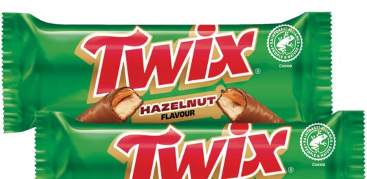 Mars Wrigley rolls out new Twix Hazelnut flavour Pack shots of Twix Hazelnut bars.
