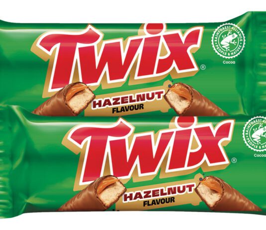 Mars Wrigley rolls out new Twix Hazelnut flavour Pack shots of Twix Hazelnut bars.