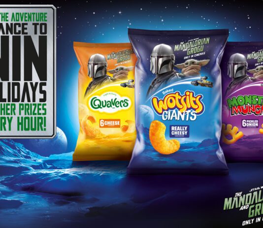 Walkers Crisps unveils new Star Wars on-pack promo Promotional image for the on-pack promotion between Walkers Crisps and Star Wars The Mandalorian and Grogu.