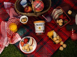 Walker’s Shortbread launches Wee Chunkies sharing tubs A picnic scene featuring the new Walker's Shortbread Wee Chunkies Chocolate & Salted Caramel Tub.