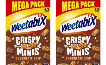 Weetabix Minis introduces new 850g Mega Pack Pack shots of Weetabix Crispy Minis Chocolate Chip 850g Mega Packs.