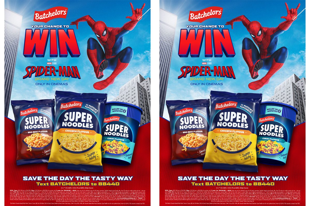 Promotional image of the collaboration between Batchelors and Spider-Man: Brand New Day.