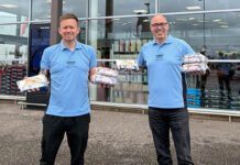 Brownings expands its range across Sainsbury’s stores Fraser Gall, sales director at Brownings the Bakers, and Declan McMahon, managing director at Brownings the Bakers, stand outside a Sainsbury's store holding Brownings products.