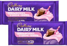 Cadbury launches new Strawberries & Creme Frappe Dairy Milk bar Pack shots of Cadbury Dairy Milk Strawberries & Creme Frappe.